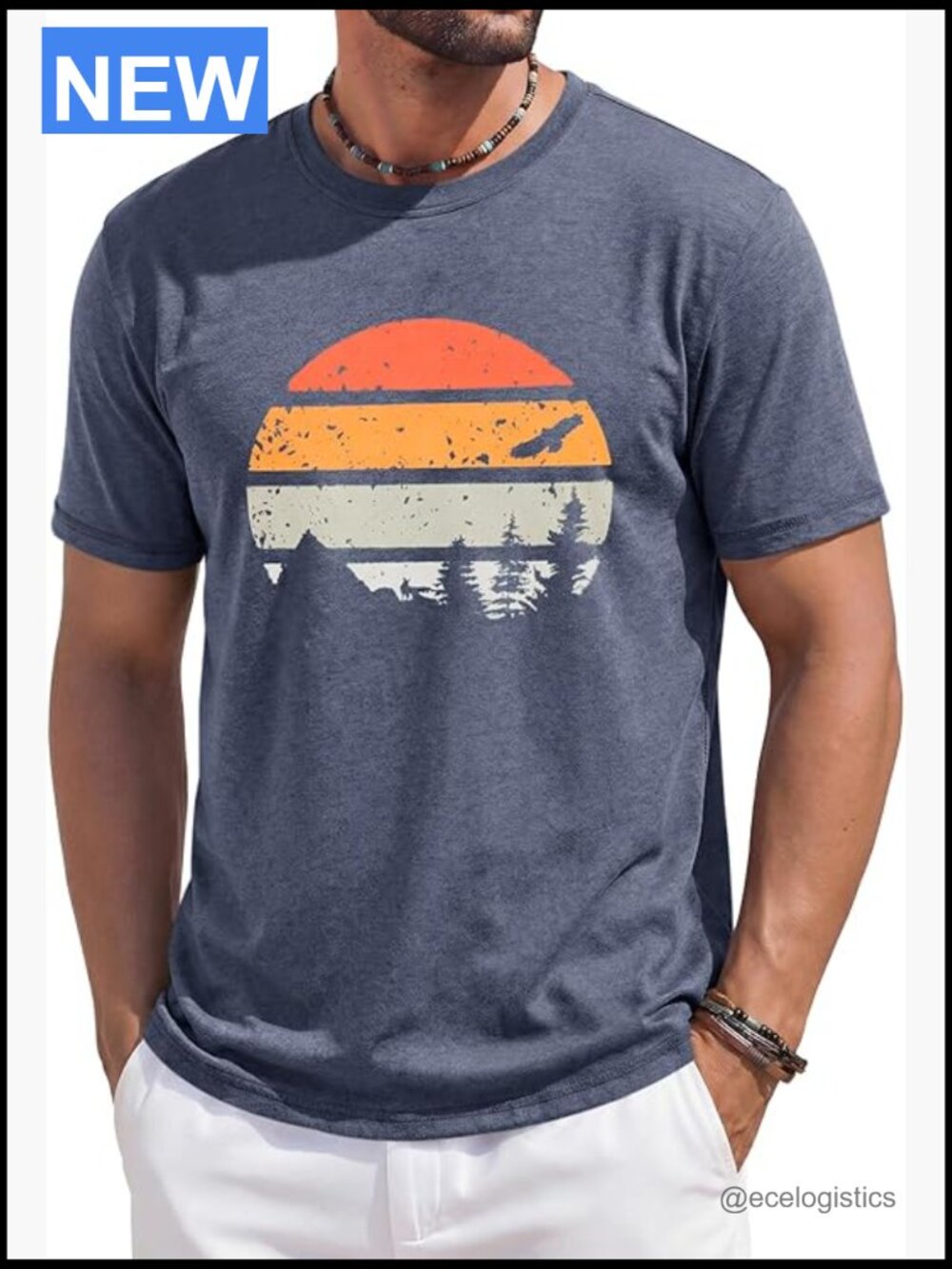 Mens Short Sleeve Graphic Tee Crewneck Summer Beach Vintage Shirt